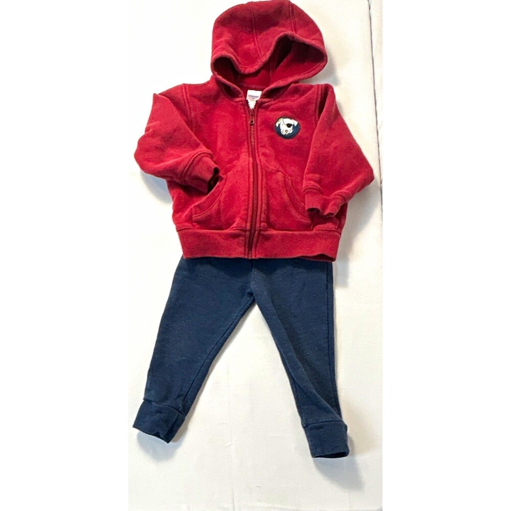 Gymboree/Garanimals 2T 2pc Fleece Zip Hoodie Dog Patch & Jogger Pants Set